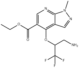 ETHYL 4-[1-(AMINOMETHYL)-2,2,2-TRIFLUOROETHOXY]-1-METHYL-1H-PYRAZOLO[3,4-B]PYRIDINE-5-CARBOXYLATE Struktur