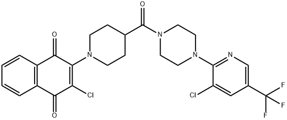 2-CHLORO-3-[4-((4-[3-CHLORO-5-(TRIFLUOROMETHYL)-2-PYRIDINYL]PIPERAZINO)CARBONYL)PIPERIDINO]NAPHTHOQUINONE Struktur