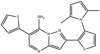 2-[3-(2,5-DIMETHYL-1H-PYRROL-1-YL)-2-THIENYL]-6-(2-THIENYL)PYRAZOLO[1,5-A]PYRIMIDIN-7-AMINE Struktur