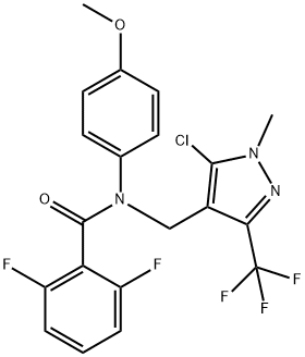 N-([5-CHLORO-1-METHYL-3-(TRIFLUOROMETHYL)-1H-PYRAZOL-4-YL]METHYL)-2,6-DIFLUORO-N-(4-METHOXYPHENYL)BENZENECARBOXAMIDE Struktur