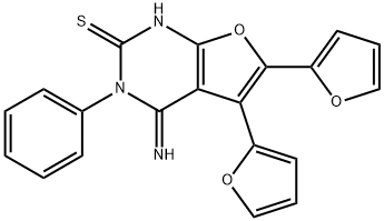 5,6-DI(2-FURYL)-4-IMINO-3-PHENYL-3,4-DIHYDROFURO[2,3-D]PYRIMIDINE-2(1H)-THIONE Struktur