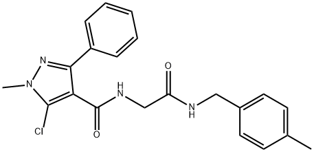 5-CHLORO-1-METHYL-N-(2-[(4-METHYLBENZYL)AMINO]-2-OXOETHYL)-3-PHENYL-1H-PYRAZOLE-4-CARBOXAMIDE Struktur