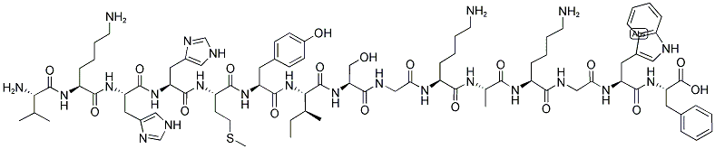 H-VAL-LYS-HIS-HIS-MET-TYR-ILE-SER-GLY-LYS-ALA-LYS-GLY-TRP-PHE-OH Struktur