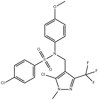 4-CHLORO-N-([5-CHLORO-1-METHYL-3-(TRIFLUOROMETHYL)-1H-PYRAZOL-4-YL]METHYL)-N-(4-METHOXYPHENYL)BENZENESULFONAMIDE Struktur