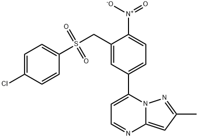 4-CHLOROPHENYL 5-(2-METHYLPYRAZOLO[1,5-A]PYRIMIDIN-7-YL)-2-NITROBENZYL SULFONE Struktur