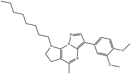 2-METHOXY-4-(5-METHYL-8-OCTYL-7,8-DIHYDRO-6H-PYRAZOLO[1,5-A]PYRROLO[3,2-E]PYRIMIDIN-3-YL)PHENYL METHYL ETHER Struktur