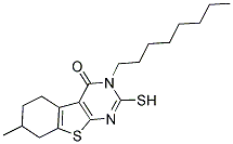 2-MERCAPTO-7-METHYL-3-OCTYL-5,6,7,8-TETRAHYDRO-3H-BENZO[4,5]THIENO[2,3-D]PYRIMIDIN-4-ONE Struktur