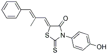 (5Z)-3-(4-HYDROXYPHENYL)-5-[(2E)-2-METHYL-3-PHENYLPROP-2-ENYLIDENE]-2-THIOXO-1,3-THIAZOLIDIN-4-ONE Struktur