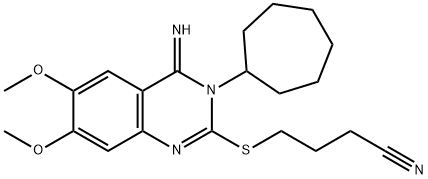 4-[(3-CYCLOHEPTYL-4-IMINO-6,7-DIMETHOXY-3,4-DIHYDRO-2-QUINAZOLINYL)SULFANYL]BUTANENITRILE Struktur