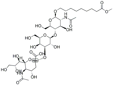 8-METHOXYCARBONYLOCTYL 5-ACETAMIDO-3,5-DI-DEOXY-D-GLYCERO-ALPHA-D-GALACTO-2-NONULOPYRANOSYL(2-3)-BETA-D-GALACTOPYRANOSYL(1-4)-2-ACETAMIDO-2-DEOXYB-D-GLUCOPYRANOSIDE Struktur