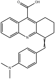 4-(4-DIMETHYLAMINO-BENZYLIDENE)-1,2,3,4-TETRAHYDRO-ACRIDINE-9-CARBOXYLIC ACID Struktur