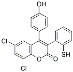 6,8-DICHLORO-4-(4'-HYDROXYPHENYL)-3-(2-THIOPHENYL)COUMARIN Struktur