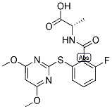 (2S)-2-[2-[(4,6-DIMETHOXYPYRIMIDIN-2-YL)THIO]-6-FLUOROBENZAMIDO]PROPANOIC ACID Struktur