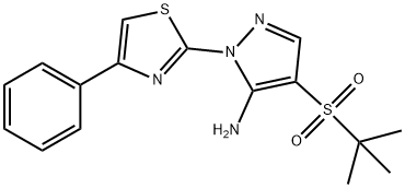 4-(TERT-BUTYLSULFONYL)-1-(4-PHENYL-1,3-THIAZOL-2-YL)-1H-PYRAZOL-5-AMINE Struktur