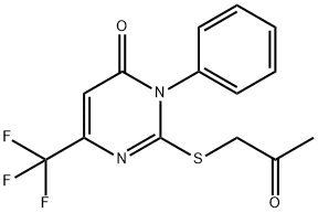 2-[(2-OXOPROPYL)SULFANYL]-3-PHENYL-6-(TRIFLUOROMETHYL)-4(3H)-PYRIMIDINONE Struktur