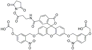 5-CARBOXYFLUORESCEIN-BIS-(5-CARBOXYMETHOXY-2-NITROBENZYL) ETHER, BETA-ALANINE-CARBOXAMIDE, SUCCINIMIDYL ESTER Struktur