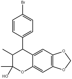 8-(4-BROMOPHENYL)-6,7-DIMETHYL-7,8-DIHYDRO-6H-[1,3]DIOXOLO[4,5-G]CHROMEN-6-OL Struktur