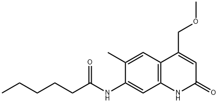 N-[4-(METHOXYMETHYL)-6-METHYL-2-OXO-1,2-DIHYDRO-7-QUINOLINYL]HEXANAMIDE Struktur