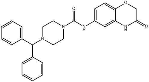 4-BENZHYDRYL-N-(3-OXO-3,4-DIHYDRO-2H-1,4-BENZOXAZIN-6-YL)TETRAHYDRO-1(2H)-PYRAZINECARBOXAMIDE Struktur