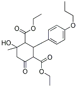 DIETHYL 4-HYDROXY-4-METHYL-6-OXO-2-(4-PROPOXYPHENYL)-1,3-CYCLOHEXANEDICARBOXYLATE Struktur