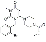 4-[3-(2-BROMO-BENZYL)-1-METHYL-2,6-DIOXO-1,2,3,6-TETRAHYDRO-PYRIMIDIN-4-YL]-PIPERAZINE-1-CARBOXYLIC ACID ETHYL ESTER Struktur