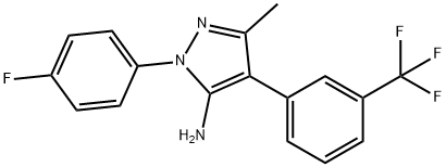 1-(4-FLUOROPHENYL)-3-METHYL-4-[3-(TRIFLUOROMETHYL)PHENYL]-1H-PYRAZOL-5-AMINE Struktur