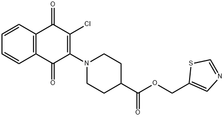 1,3-THIAZOL-5-YLMETHYL 1-(3-CHLORO-1,4-DIOXO-1,4-DIHYDRO-2-NAPHTHALENYL)-4-PIPERIDINECARBOXYLATE Struktur