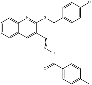 2-[(4-CHLOROBENZYL)SULFANYL]-3-(([(4-METHYLBENZOYL)OXY]IMINO)METHYL)QUINOLINE Struktur