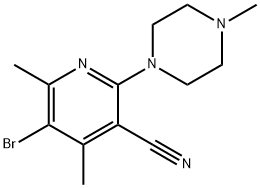 5-BROMO-4,6-DIMETHYL-2-(4-METHYLPIPERAZINO)NICOTINONITRILE Struktur