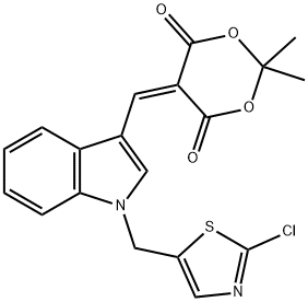 5-((1-[(2-CHLORO-1,3-THIAZOL-5-YL)METHYL]-1H-INDOL-3-YL)METHYLENE)-2,2-DIMETHYL-1,3-DIOXANE-4,6-DIONE Struktur