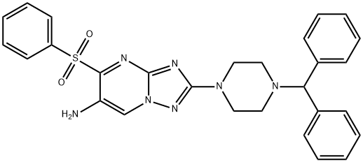 2-(4-BENZHYDRYLPIPERAZINO)-5-(PHENYLSULFONYL)[1,2,4]TRIAZOLO[1,5-A]PYRIMIDIN-6-AMINE Struktur