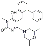 5-BIPHENYL-2-YLMETHYL-4-(2,6-DIMETHYL-MORPHOLIN-4-YL)-6-HYDROXY-1-METHYL-1H-PYRIMIDIN-2-ONE Struktur