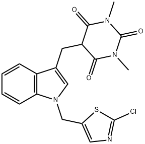 5-((1-[(2-CHLORO-1,3-THIAZOL-5-YL)METHYL]-1H-INDOL-3-YL)METHYL)-1,3-DIMETHYL-2,4,6(1H,3H,5H)-PYRIMIDINETRIONE Struktur