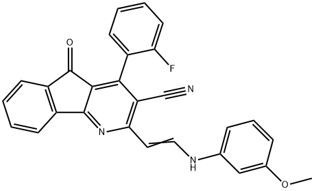 4-(2-FLUOROPHENYL)-2-[(E)-2-(3-METHOXYANILINO)ETHENYL]-5-OXO-5H-INDENO[1,2-B]PYRIDINE-3-CARBONITRILE Struktur