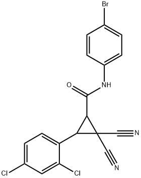 N-(4-BROMOPHENYL)-2,2-DICYANO-3-(2,4-DICHLOROPHENYL)CYCLOPROPANECARBOXAMIDE Struktur