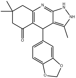 4-(1,3-BENZODIOXOL-5-YL)-3,7,7-TRIMETHYL-2,4,6,7,8,9-HEXAHYDRO-5H-PYRAZOLO[3,4-B]QUINOLIN-5-ONE Struktur