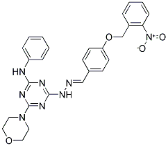 (E)-4-MORPHOLINO-6-(2-(4-(2-NITROBENZYLOXY)BENZYLIDENE)HYDRAZINYL)-N-PHENYL-1,3,5-TRIAZIN-2-AMINE Struktur