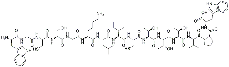 H-TRP-GLY-CYS-SER-GLY-LYS-LEU-ILE-CYS-THR-THR-THR-VAL-PRO-TRP-OH Struktur