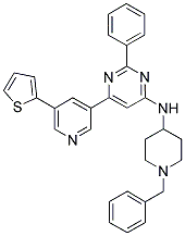 (1-BENZYL-PIPERIDIN-4-YL)-[2-PHENYL-6-(5-THIOPHEN-2-YL-PYRIDIN-3-YL)-PYRIMIDIN-4-YL]-AMINE Struktur