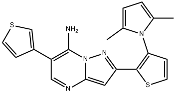 2-[3-(2,5-DIMETHYL-1H-PYRROL-1-YL)-2-THIENYL]-6-(3-THIENYL)PYRAZOLO[1,5-A]PYRIMIDIN-7-AMINE Struktur