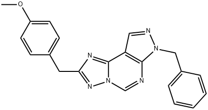 7-BENZYL-2-(4-METHOXYBENZYL)-7H-PYRAZOLO[4,3-E][1,2,4]TRIAZOLO[1,5-C]PYRIMIDINE Struktur