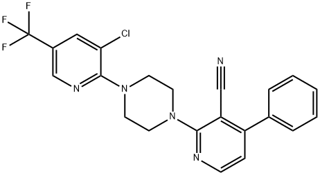 2-(4-[3-CHLORO-5-(TRIFLUOROMETHYL)-2-PYRIDINYL]PIPERAZINO)-4-PHENYLNICOTINONITRILE Struktur