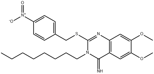 6,7-DIMETHOXY-2-[(4-NITROBENZYL)SULFANYL]-3-OCTYL-4(3H)-QUINAZOLINIMINE Struktur