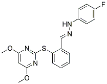 1,2-DIAZA-1-(4-FLUOROPHENYL)-3-[2-[(4,6-DIMETHOXYPYRIMIDIN-2-YL)THIO]PHENYL]PROP-2-ENE Struktur