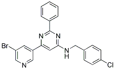 6-(5-BROMOPYRIDIN-3-YL)-N-(4-CHLOROBENZYL)-2-PHENYLPYRIMIDIN-4-AMINE Struktur