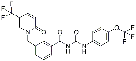 1-[3-[2,4-DIAZA-1,3-DIOXO-4-[4-(TRIFLUOROMETHOXY)PHENYL]BUT-1-YL]BENZYL]-5-(TRIFLUOROMETHYL)-2-PYRIDONE Struktur