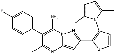 2-[3-(2,5-DIMETHYL-1H-PYRROL-1-YL)-2-THIENYL]-6-(4-FLUOROPHENYL)-5-METHYLPYRAZOLO[1,5-A]PYRIMIDIN-7-AMINE Struktur