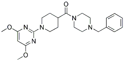 1-BENZYL-4-[(1-(4,6-DIMETHOXYPYRIMIDIN-2-YL)PIPERIDIN-4-YL)CARBONYL]PIPERAZINE Struktur