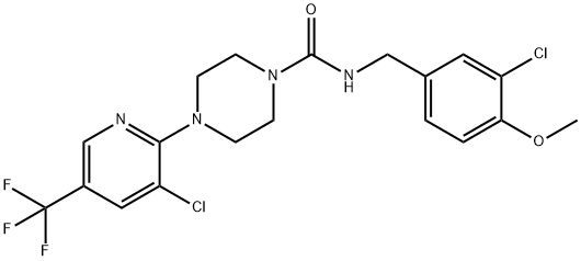 N-(3-CHLORO-4-METHOXYBENZYL)-4-[3-CHLORO-5-(TRIFLUOROMETHYL)-2-PYRIDINYL]TETRAHYDRO-1(2H)-PYRAZINECARBOXAMIDE Struktur