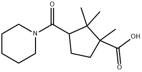 1,2,2-TRIMETHYL-3-(PIPERIDINE-1-CARBONYL)-CYCLOPENTANECARBOXYLIC ACID Struktur